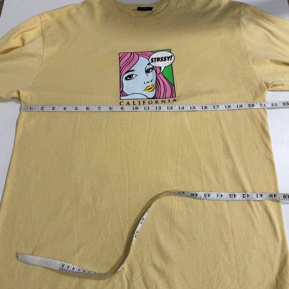 Stussy California Long Sleeve Pop Art Long Sleeve T-shirt L Pastel Yellow - Picture 8 of 9